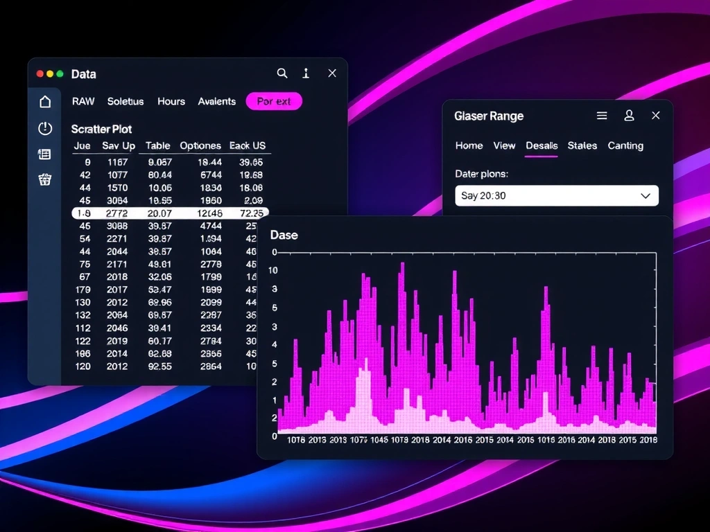 Interfaz de plataforma de datos: Tabla, Gráfico, Selector